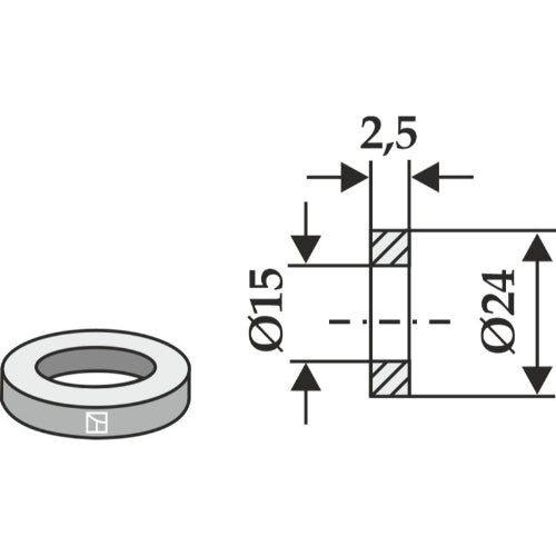 Arandela - Ø24x2-5xØ15 - LS03-ARC-006