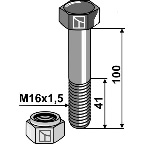 [LS03-TSM-111] Tornillo con tuerca autoblocante - M16x1-5 - 10.9 - LS03-TSM-111