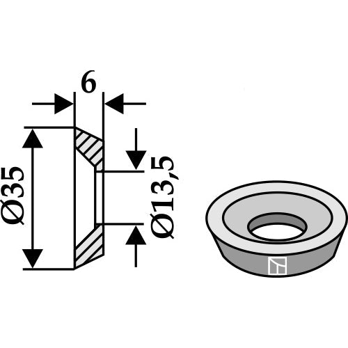 Arandela fresada - Ø35x6xØ13-5 - LS03-ARC-050