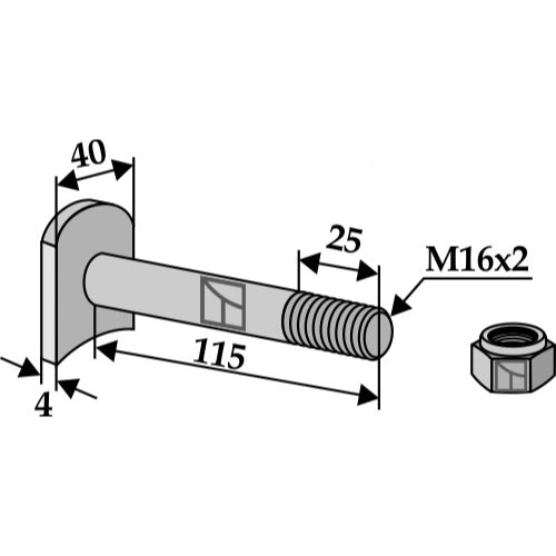 Tornillo con tuerca autoblocante - M16 x 2 - 8.8 - LS03-TSM-128