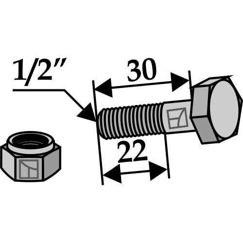 Tornillo con tuerca autoblocante -  1/2"UNF - LS03-TSM-207
