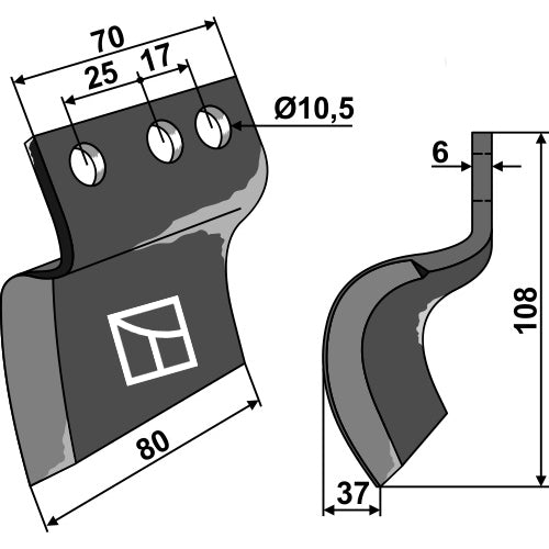 Cuchilla para zanjadora - Izqda - LS03-DZA-008