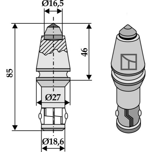 [LS03-BCZ-001] Diente de zanjadora con punta de metal duro - LS03-BCZ-001
