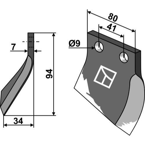 Cuchilla para zanjadora - Dcha - LS03-DZA-035