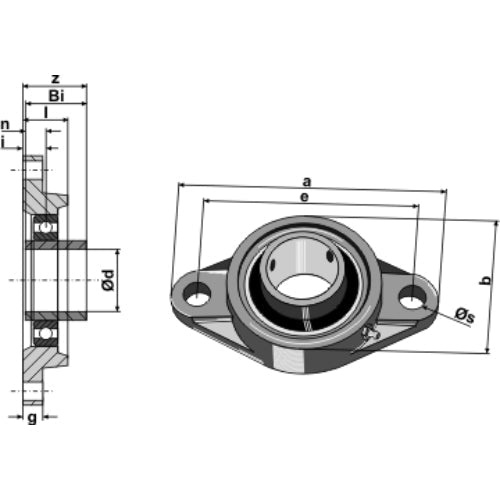 Cojinete de apriete UCFL - Ø40 - LS03-MPT-148