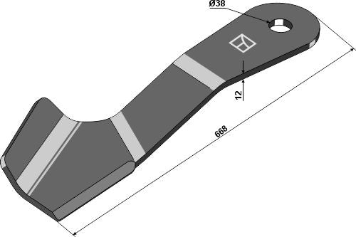 Cuchilla segadora 668mm - lado derecho - LS03-CUD-655