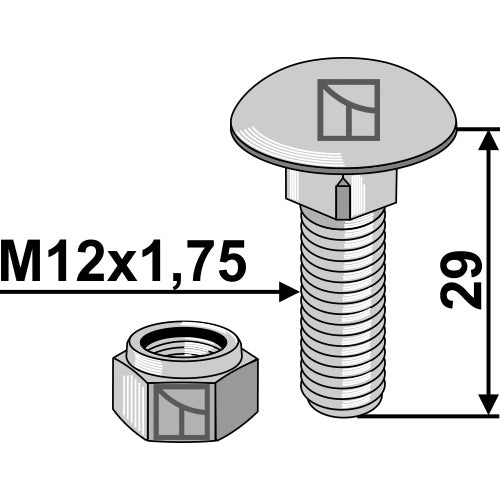 Tornillo de cabeza abombada con tuerca autoblocante - LS04-TRT-004