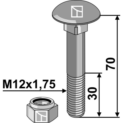 Tornillo de cabeza abombada con tuerca autoblocante - LS04-TRT-005