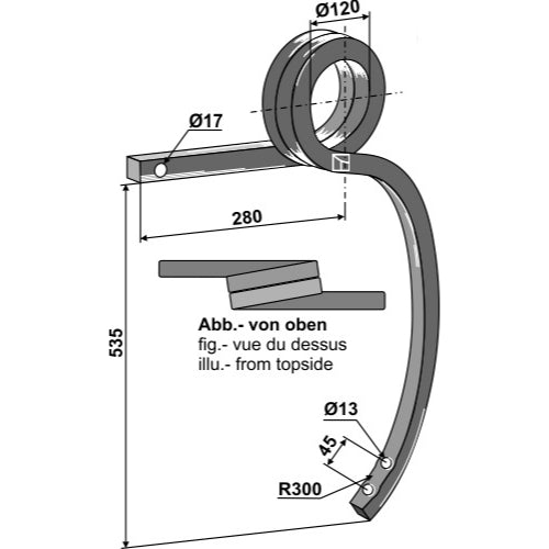 [LS04-BRE-098] Brazo de cultivador en espiral Izqdo - LS04-BRE-098
