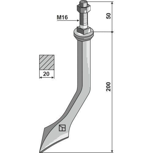 Pico de trapa en forma de cuchara en acero al boro - templada - LS04-PCT-161