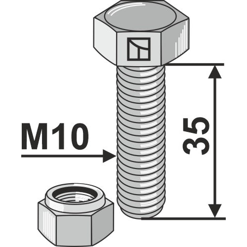 Tornillo con tuerca autoblocante - M10X1 - 10-9 - LS04-TRT-122