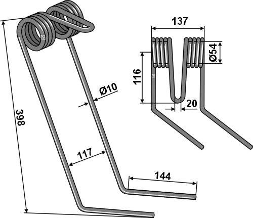 Muelle de rastra - modelo derecho - LS05-APS-047