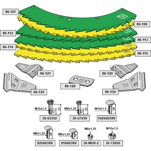 [LS06-CSE-021] Kit - cuchillas de sierra para cosechadoras de ensilaje - LS06-CSE-021