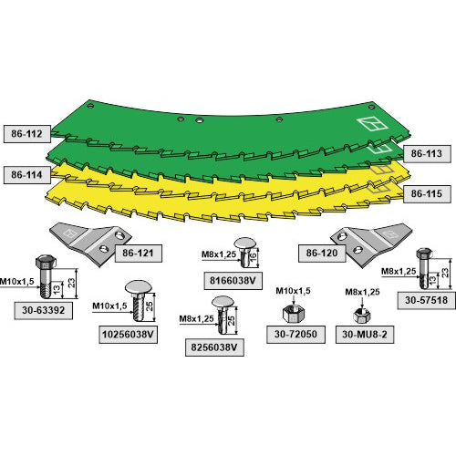 [LS06-CSE-020] Kit - cuchillas de sierra para cosechadoras de ensilaje - LS06-CSE-020