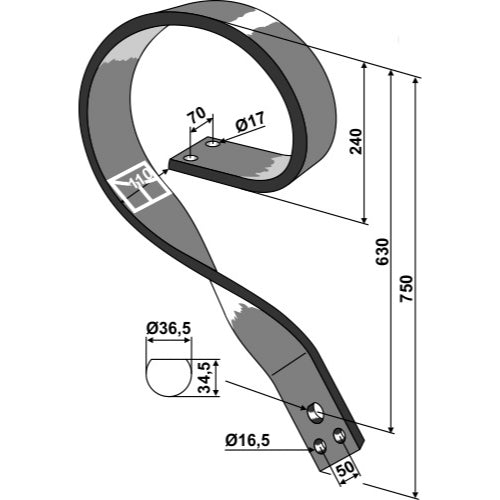 Soporte - modelo izquierdo - LS08-BGS-015
