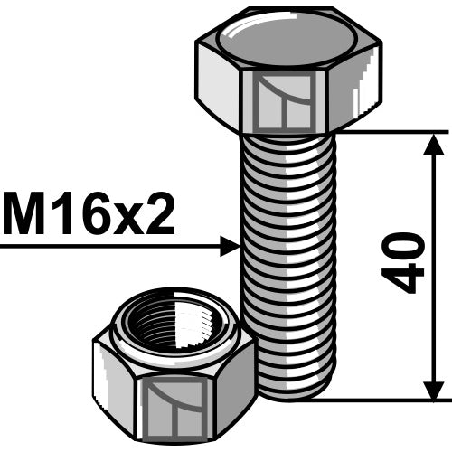 [LS08-TGR-004] Tornillo con tuerca autoblocante - M16x2 - 10.9 - LS08-TGR-004