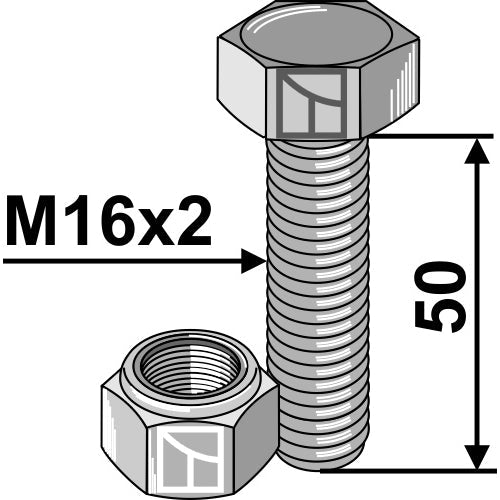 [LS08-TGR-005] Tornillo con tuerca autoblocante - M16x2 - 10.9 - LS08-TGR-005