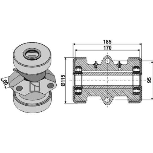 [LS08-BJE-003] Buje completo para ejes cuadrados 26x26mm - LS08-BJE-003