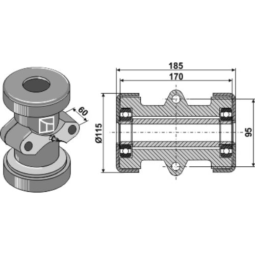 [LS08-BJE-005] Buje completo para ejes cuadrados 30x30mm - LS08-BJE-005