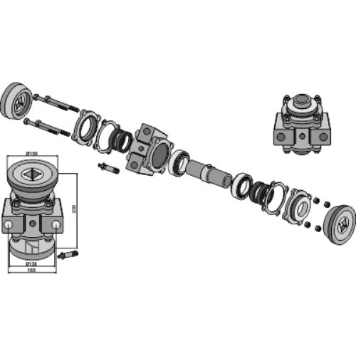 Buje completo para ejes cuadrados 38x30mm - LS08-BJE-007