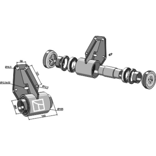 Buje completo para ejes cuadrados 30x30mm sin bridas - LS08-BJE-020