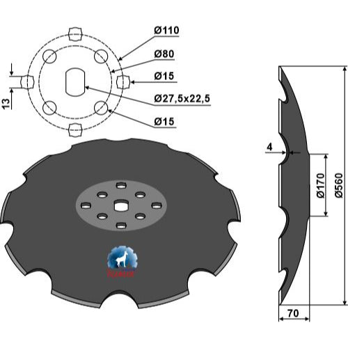 [LS08-DCS-019] Disco dentado con fondo plano - Ø560 - LS08-DCS-019