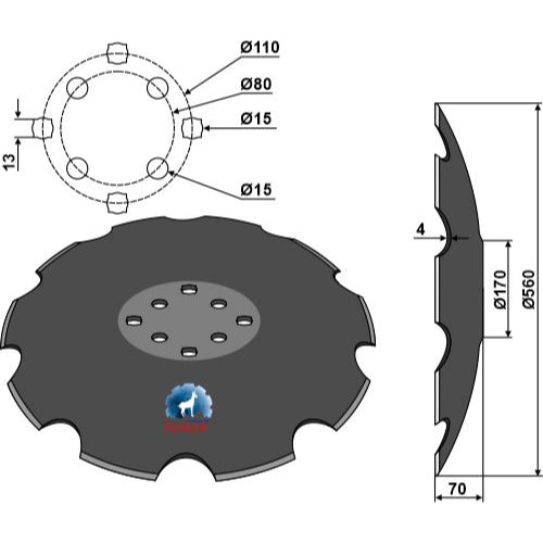 [LS08-DCS-020] Disco dentado con fondo plano - Ø560 - LS08-DCS-020