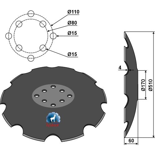[LS08-DCS-021] Disco dentado con fondo plano - Ø510 - LS08-DCS-021