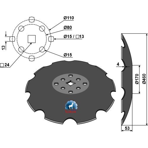[LS08-DCS-023] Disco dentado con fondo plano - Ø460 - LS08-DCS-023