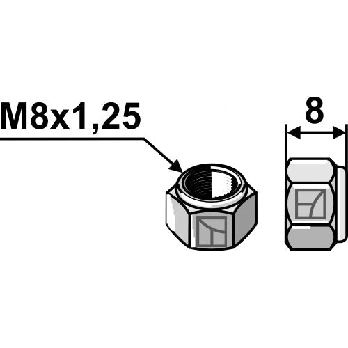 Tuerca autoblocante hexagonal - M8 - LS08-TUE-019