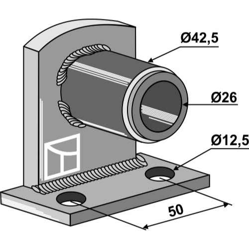 [LS08-CJA-051] Cojinete de brida 90° con casquillo insertado - Ø26 - LS08-CJA-051