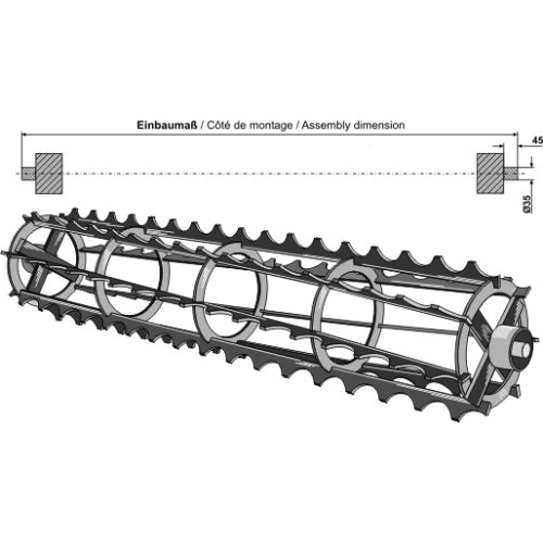 [LS08-RDJ-026] Rodillo jaula con barras dentadas con eje continuo -  1350mm - LS08-RDJ-026