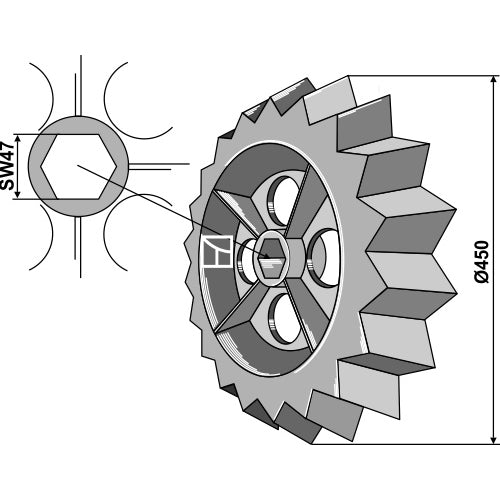 Rodillo dentado - Ø450mm - LS08-RED-026