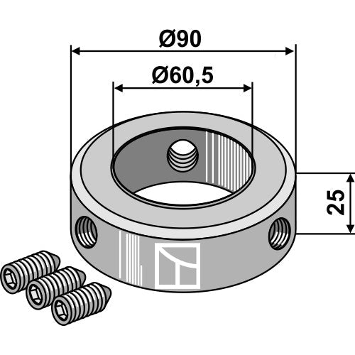 [LS08-ANL-030] Anillo de bloqueo para ejes - Ø60 con tornillo sin cabeza - M12 - LS08-ANL-030