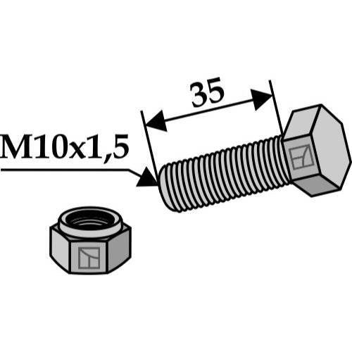 [LS08-TGR-020] Tornillo con tuerca autoblocante - M10x1-5 - 8.8 - LS08-TGR-020