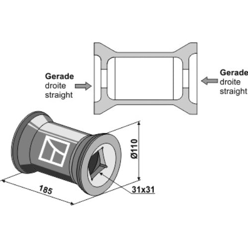 Pieza intermedia para ejes cuadrados 30x30 - LS08-BPA-053