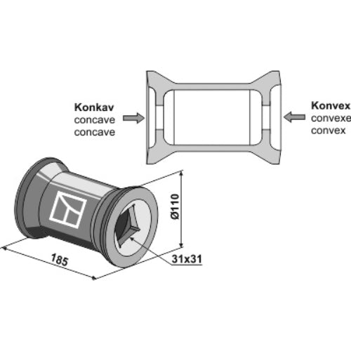 Pieza intermedia para ejes cuadrados 30x30 - LS08-BPA-052