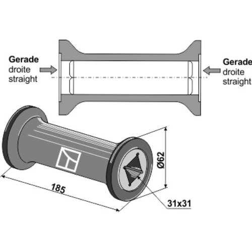 Pieza intermedia para ejes cuadrados 30x30 - LS08-BPA-039