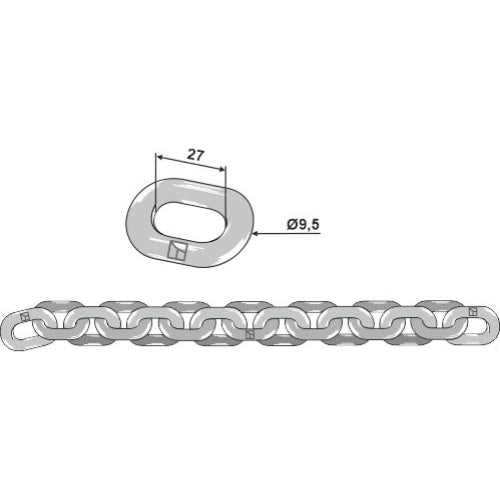 Cadena de esparcidor 9-5x27  D5 - LS10-CEP-007