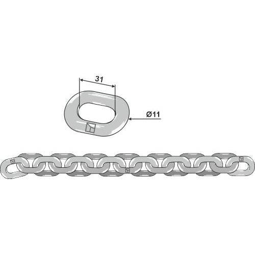 Cadena de esparcidor 11x31  D5 - LS10-CEP-013