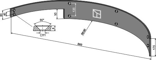 Chapa deflectadora 860mm - Dcho - LS10-AESP-024