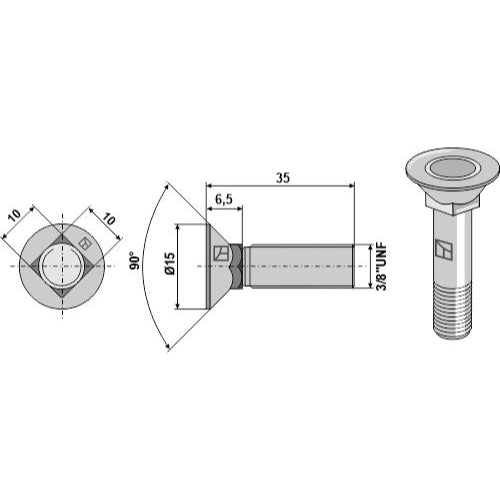 [LS11-TUNF-009] Tornillo de arado 3/8" UNF - LS11-TUNF-009
