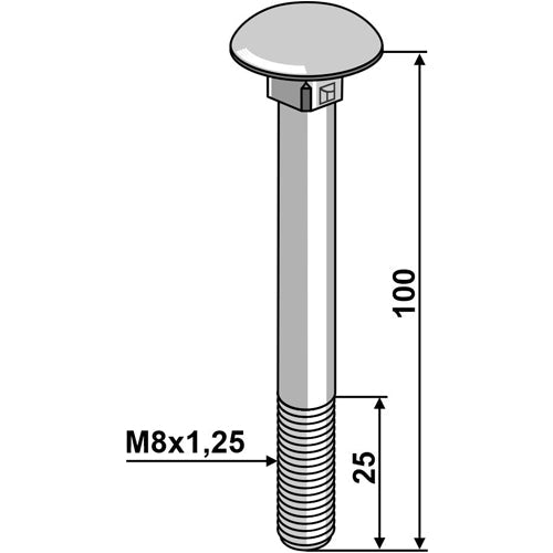 [LS11-TD603-015] Tornillo - M8 galvanizado sin tuerca - LS11-TD603-015