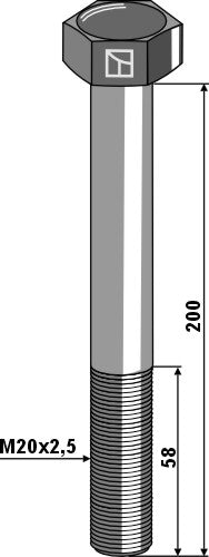 [LS11-TD931-013] Tornillo de cabeza hexagonal  M20x2,5x200 sin tuerca - LS11-TD931-013