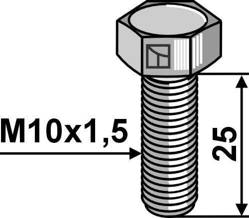 Tornillo de cabeza hexagonal M10x1,5x25 sin tuerca - galvanizado - LS11-TD933-003