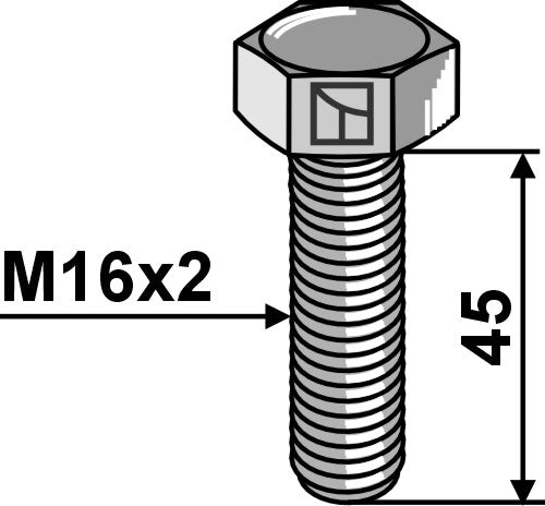 Tornillo de cabeza hexagonal M16x2x45 sin tuerca - galvanizado - LS11-TD933-004