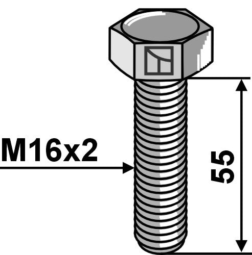 Tornillo de cabeza hexagonal M16x2x55 sin tuerca - galvanizado - LS11-TD933-005