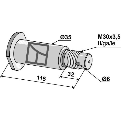 [LS12-EFI-001] Eje con filete M30x3-5 - izdo - LS12-EFI-001