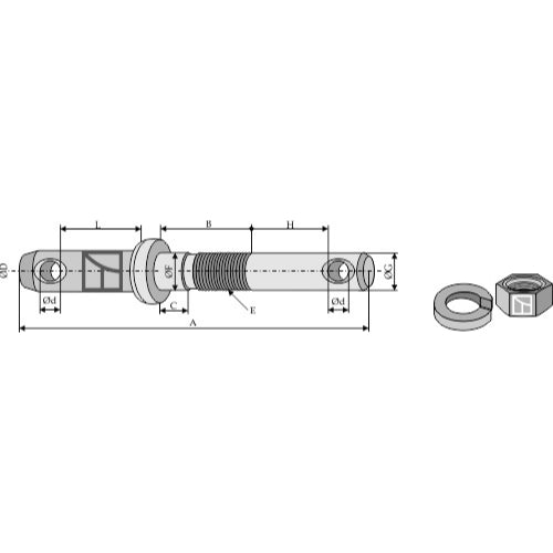 Bulón para tercer punto y barra portaperos - LS13-BLTP-013