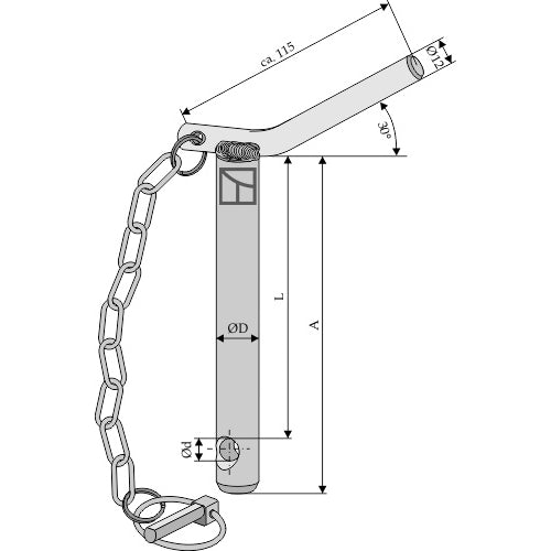 Bulón de seguridad con cadena para tercer punto - LS13-BLSG-010